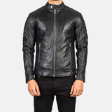 BIKER-1427 MUSH Quilted Black Leather Biker Jacket