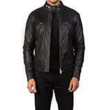 BIKER-1431 MUSH Black Leather Biker Jacket