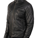 BIKER-1431 MUSH Black Leather Biker Jacket