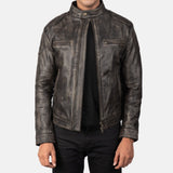 Distressed Brown Leather Jacket