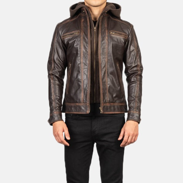 Leather Jacket with hood