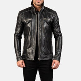  Black Leather Biker Jacket