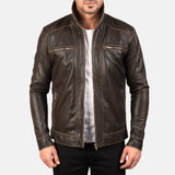 Brown Leather Biker Jacket