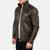 Brown Leather Biker Jacket