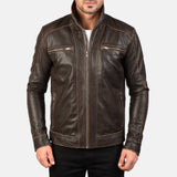 Brown Leather Biker Jacket