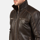 Brown Leather Biker Jacket