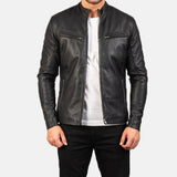 BIKER-1442 MUSH Black Leather Jacket