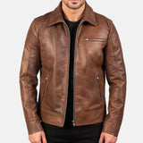 Brown Leather Biker Jacket