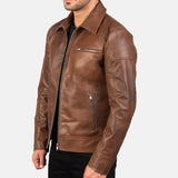 Brown Leather Biker Jacket