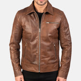 Brown Leather Biker Jacket