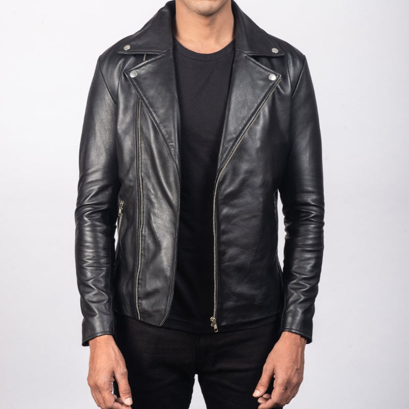 Black Leather Biker Jacket men