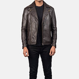 BIKER-1453 MUSH Brown Leather Biker Jacket