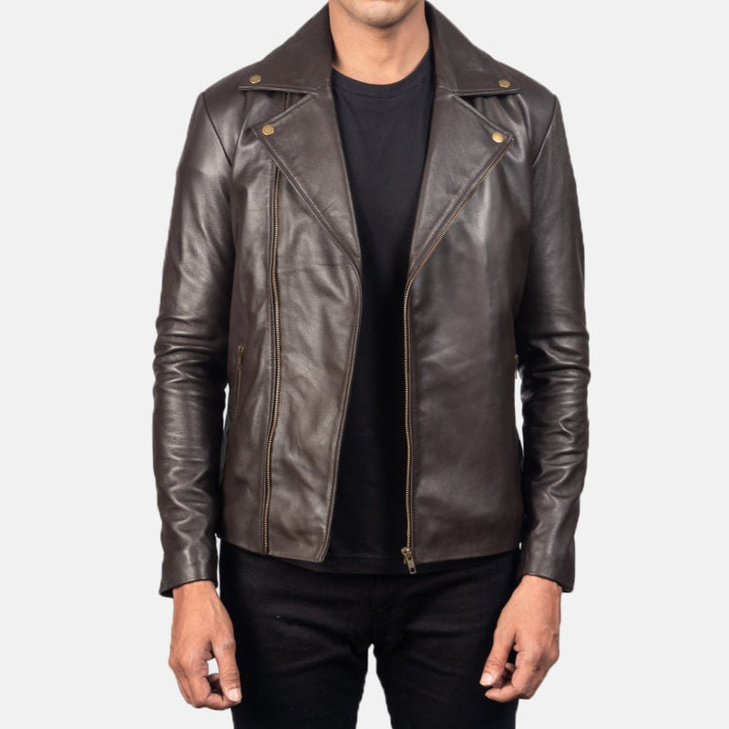 Brown Leather Biker Jacket