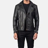 BIKER-1454 MUSH Black Leather Biker Jacket