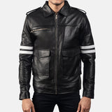 BIKER-1422 MUSH Black Leather Jacket