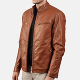 Brown Leather Biker Jacket