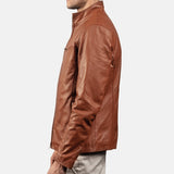 Brown Leather Biker Jacket