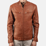 Brown Leather Biker Jacket