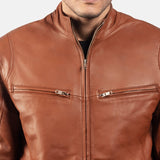 Brown Leather Biker Jacket