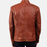 Tan Brown Leather Biker Jacket