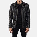 BIKER-1449 MUSH Black Leather Biker Jacket