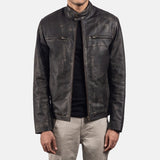 BIKER-1456 MUSH Brown Leather Biker Jacket