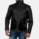 BIKER-1423 MUSH Black Leather Jacket