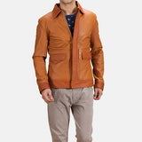  Tan Brown Leather Jacket