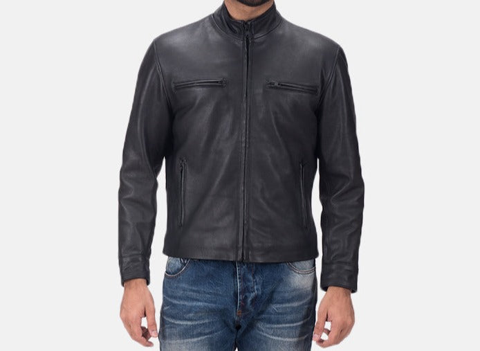Matte Black Leather Biker Jacket