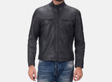 BIKER-1413 MUSH Matte Black Leather Biker Jacket