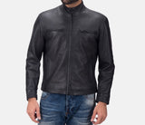 Matte Black Leather Biker Jacket