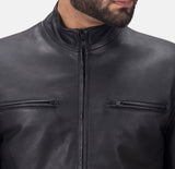 Matte Black Leather Biker Jacket