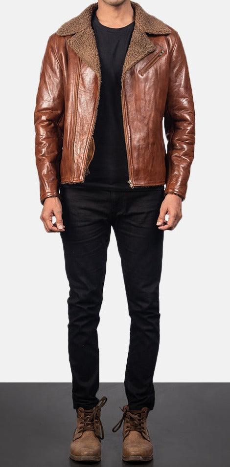 Fur leather jacket