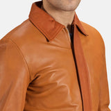  Tan Brown Leather Jacket