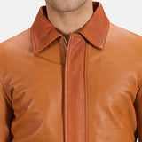  Tan Brown Leather Jacket