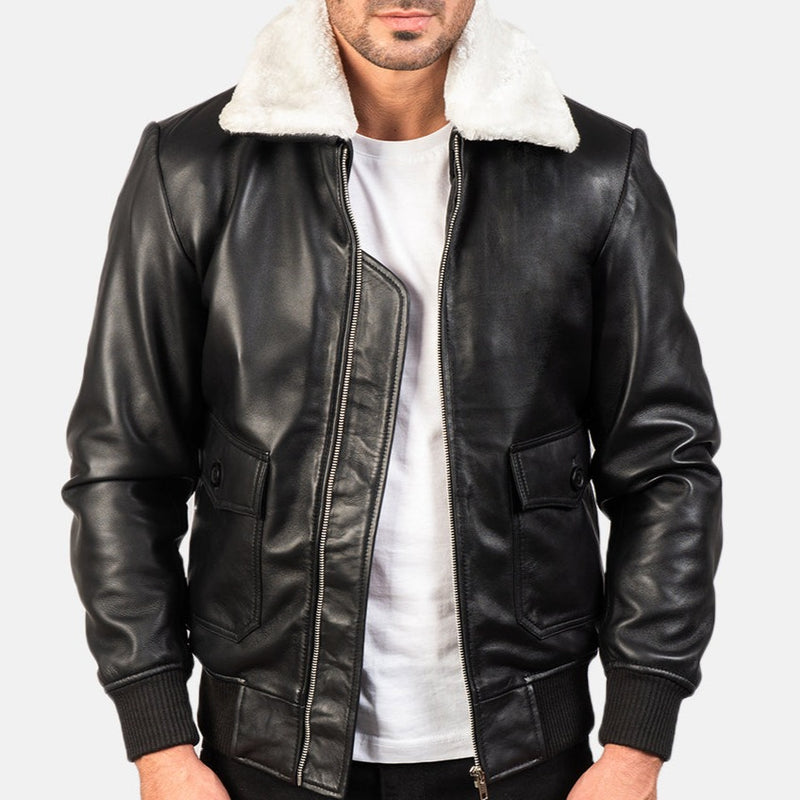 G-1 Black Leather Bomber Jacket