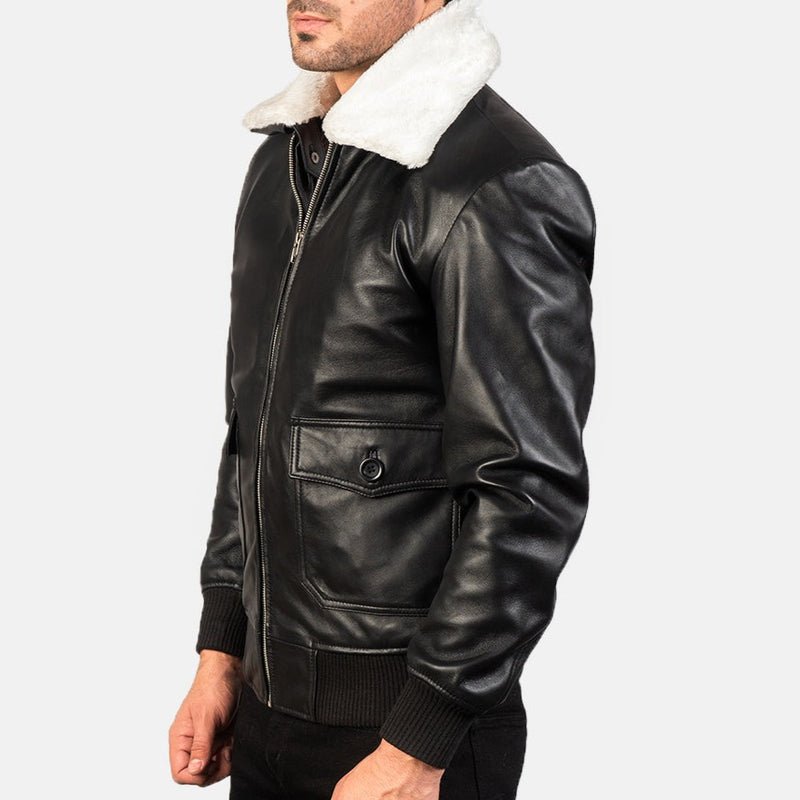 G-1 Black Leather Bomber Jacket