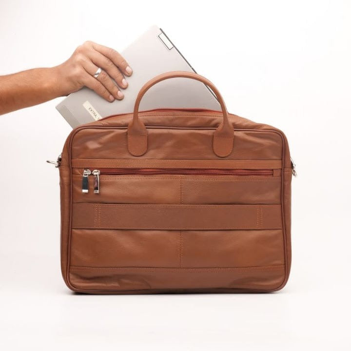 Executive Leather Laptop Bag in Tan