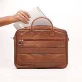 Executive Leather Laptop Bag in Tan