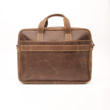 Wood Brown Leather Laptop Bag