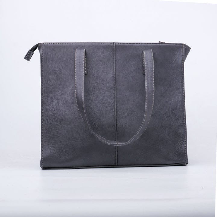 Graphite Grey Leather Tote Bag