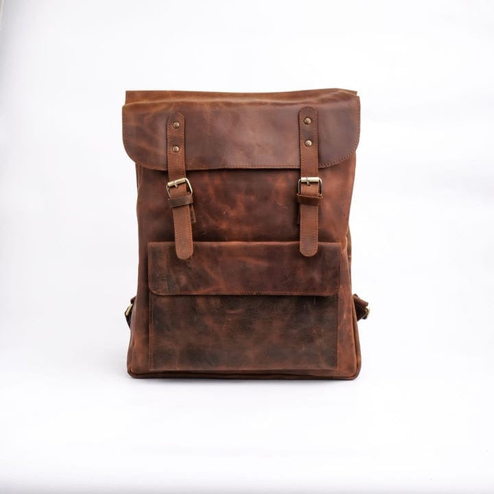 Leather Backpack in Vintage Dark Brown