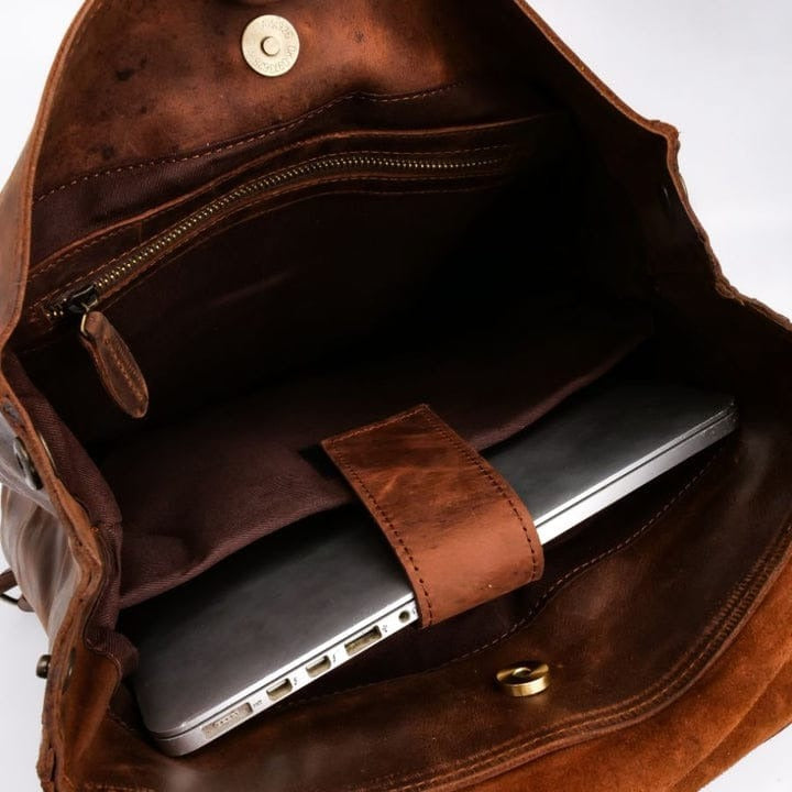 Leather Backpack in Vintage Dark Brown
