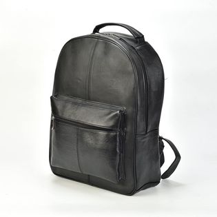 black backpack with brown leather straps Stylish Black Leather Backpack