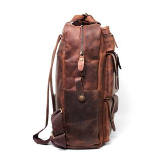 best brown leather backpack Leather Backpack with Multiple Pockets