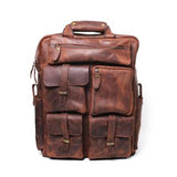 Leather Backpack With Multiple Pockets