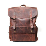 Dark brown leather backpack