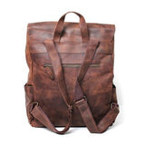 Dark brown leather backpack