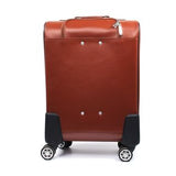 Maroon Leather Trolley Bag