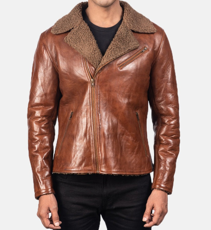 Brown leather jacket men